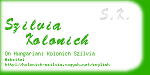 szilvia kolonich business card